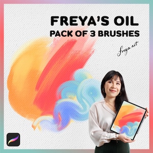 Procreate Oil Paint Brushes | Freya&#39;s Oil Pack of 3 Brushes, Best Oil and Acrylic Brushes On Procreate, Oil Wet, Canvas Texture, Oil Dry
