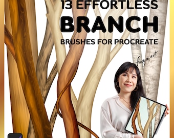 Procreate Trees Brush Set, Wood Procreate Stencil, 13 Procreate Branch Brushes