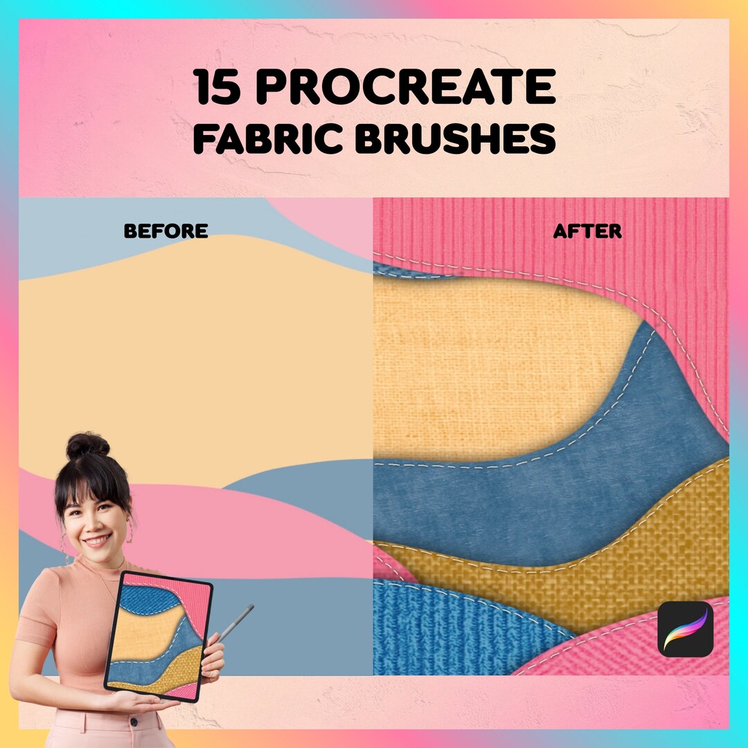 15 Fabric Texture Brushes Procreate, Digital Texture Fabric Brush