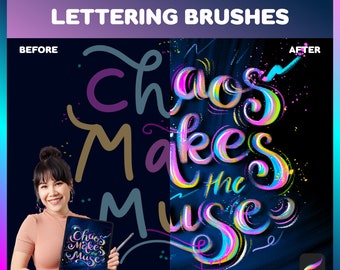 30 Procreate Lettering Brushes, Digital Brush Pack für Procreate Lettering, Ipad Digital Brushes