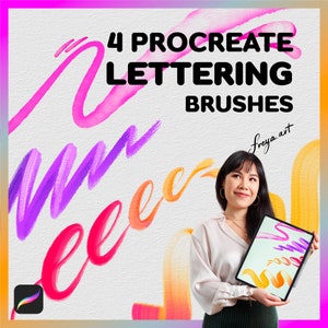 Procreate Script Brushes | 4 Procreate Lettering Brushes, Watercolor, Oil, Gouache, Alcohol Marker, Hand Lettering Brushes, Procreate Brush