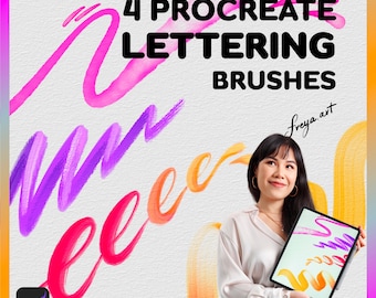 Procreate Script Brushes | 4 Procreate Lettering Brushes, Watercolor, Oil, Gouache, Alcohol Marker, Hand Lettering Brushes, Procreate Brush