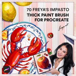 Procreate Oil Brushes | 70 Freya&#39;s Impasto Thick Paint Brush for Procreate, Digital Oil Painting, Impasto Brushes, Thick Paint Brushes