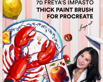 Pinceles para óleo Procreate / 70 pinceles gruesos de impasto de Freya para Procreate, pintura al óleo digital, pinceles para impasto, pinceles gruesos