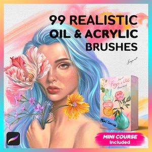99 Oil & Acrylic Procreate Brushes with Mini-Procreate Tutorial Course Included
