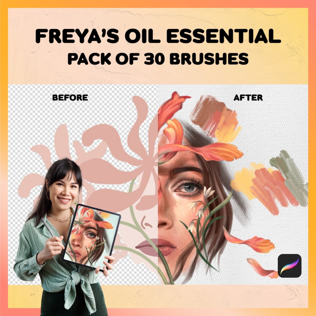 Procreate Oil and Acrylic Brushes | Freya's Oil Essentials Pack of 30 ...