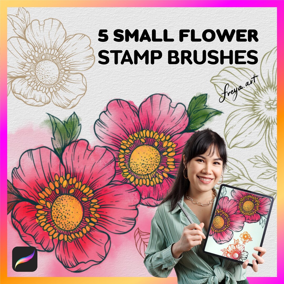 Procreate Flower Brushes | 5 Small Flower Stamp Brushes, Floral Stamps ...