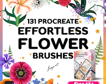 131 Procreate-penselenset voor Procreate Flowers met 65+ Procreate-tutorials, digitaal penseelpakket