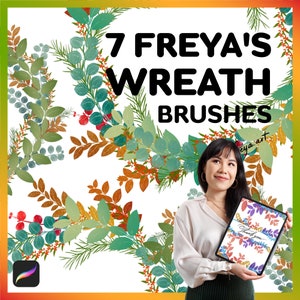 Greenery Procreate Bundle, Plant Procreate Brushes, 7 Freya's Wreath Brushes