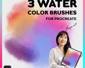 Watercolor Procreate Brushes | 3 Watercolor Brushes For Procreate, Realistic Watercolor Brushes for Procreate, Wet on Wet, Paper Texture