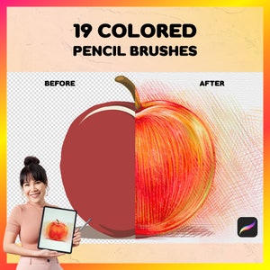 Pencil Procreate Brushes | 19 Colored Pencil Brushes For Procreate, Perfect Digital Sketching Brush, Textured Color Pencil