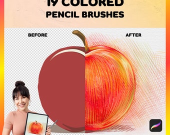 Pinceles de lápiz para Procreate / 19 pinceles de lápiz de colores para Procreate, pincel perfecto para bocetos digitales, lápiz de color texturizado