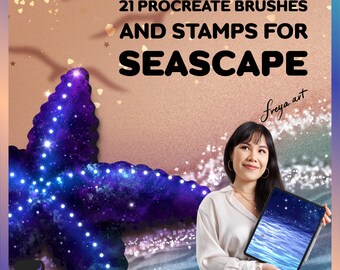21 Procreate-borstels en stempels voor zeegezicht, Procreate-borstels Ocean Life, Underwater Procreate Stamps-bundel