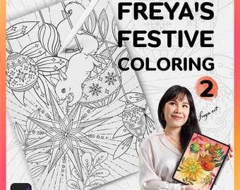 Procreate Christmas Kleurplaat, kleurplaat vakantie, Freya's Festive Coloring 2, Winter Coloring Activity