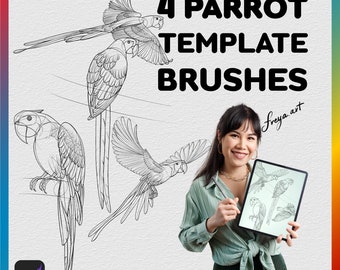 4 Papegaaistempels voortplanten, dierenvormen voortplanten, dierentattoo-borstels voortplanten