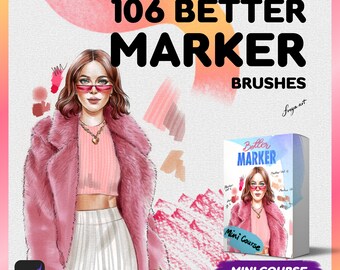 Procreate Markers-bundel, 106 Better Marker-penselen inclusief mini-Procreate-tutorial