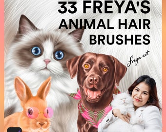 Fur Brushes Procreate | 33 Freya's Animal Hair Brushes, Pet Portrait Brushes, Realistic Fur Brushes, Procreate Hair Brushes, Texture Brushes