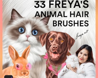 Fur Brushes Procreate | 33 Freya's Animal Hair Brushes, Pet Portrait Brushes, Realistic Fur Brushes, Procreate Hair Brushes, Texture Brushes