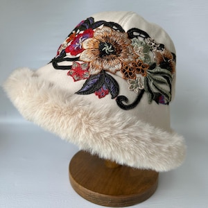 Fluffy Fuzzy Bucket Hat,Autumn and Winter Padded Bucket Hat, Personalized Embroidered Hat, Winter Warm Hat, Cosy winter hats, Hat Gift