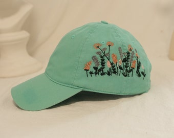 Casquette de baseball brodée, casquette brodée florale, chapeau vintage pour femme, casquette de baseball brodée, cadeau d'anniversaire, cadeau pour femme