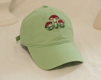 Embroidered Mushroom Decor Baseball Cap,Embroidered Mushroom Pattern Hat,Cute Mushroom Decorated Hat,Back To School Gift Caps