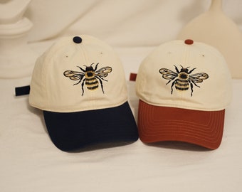 Gorra de béisbol con abeja bordada: Gorra de algodón personalizada para papá