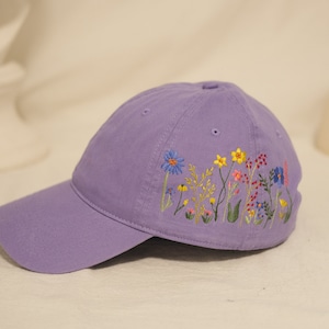 Handmade floral embroidered baseball caps, Baseball cap gifts,  Personalised baseball caps, vintage baseball caps, Floral baseball caps