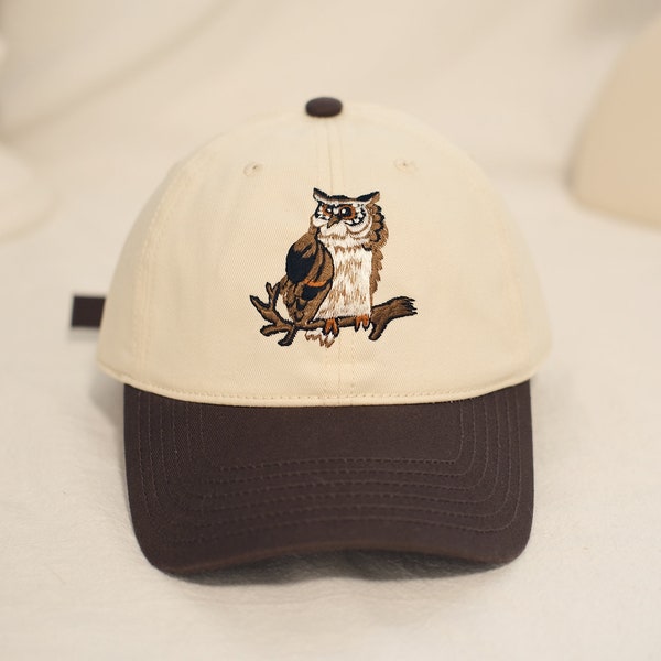 Hand Embroidered Owl Baseball Cap,Dad Husband Men's Baseball Cap, Embroidered Trucker Cap, Casual Personalised Baseball hat