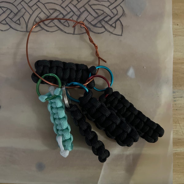 Paracord keychain pieces.