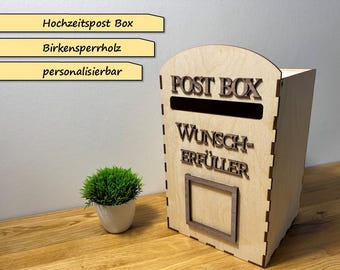 Mailbox for wedding Wedding box Bride and groom Wish fulfillment for wedding celebration made of high-quality walnut and birch plywood Card box