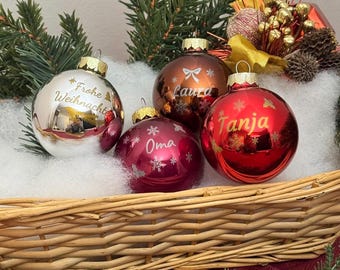 Personalized Christmas ball made of real glass for Christmas tree ornament Christmas tree ball handmade Christmas decoration silver and gold engraving