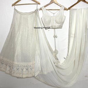 White lehenga choli for women indian wedding wear lehengas ready to wear bridal party wear lehengas sangeet lehenga choli chaniya choli