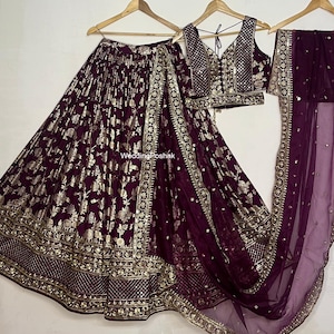 Purple lehenga choli for women | indian wedding wear lehenga |party wear function wear lehenga | bridesmaids lehenga choli |indian outfits