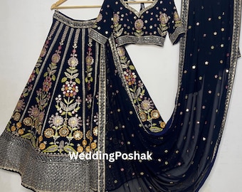 Lehenga Choli For Women | Blue indian wedding lehenga choli | Party wear Lehenga choli | Festival Wear Lehengas | Sangeet night Lehengas