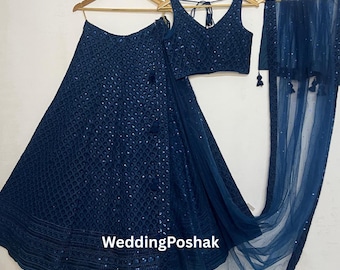 Blue lehenga choli for women | indian wedding wear lehengas party wear | bridesmaids lehengas |sangeet night lehengal | ready to wear lengha