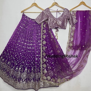 Lehenga choli for women | purple idnian wedding lehenga choli | reception wear lehenga choli |bridesmaid chaniya choli | party wear lehengas