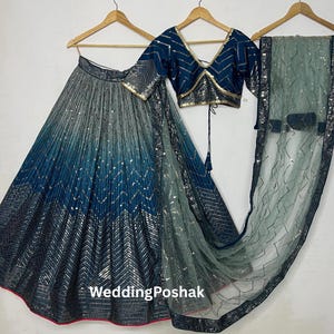 Lehenga choli for women | Peacok blue silk lehenga choli | wedding wear lehengas | party wear reception wear sangeet lehengas designer