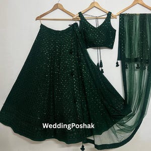 Lehenga Choli For Women | Green Lehenga choli For Indian Wedding | Bridesmaids Lehengas | Chaniya Choli Party Wear | ready to wear lehengas