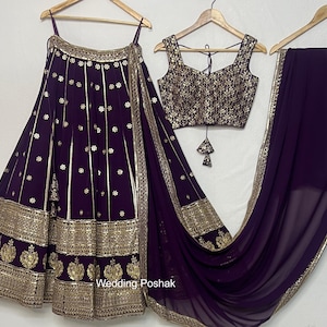 Purple lehenga choli for women indian wedding wear lehenga choli party wear reception wear sangeet function wear bridesmaids lehenga choli