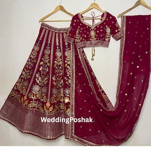 Dark Pink Lehenga Choli For women | Indian Wedding Wear Lehengas | Ready To Wear Lehengas | reception wear, party wear,function wear lehenga