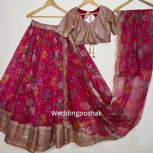 Pink floral Lehenga choli for women |indian wedding lehenga choli |Reception wear lehenga choli | bridesmaids lehenga choli | indian outfits