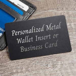 Personalisierte Metall Brieftasche Einleger Karte mit einem beliebigen Text / Zitat - Lasergravierte Metallkarte - Personalisierte Nachricht Karte - Brieftasche Einsatz - Individuell