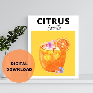 Cocktails Poster, Cocktails Print, Cocktails Art, Cocktail, Kitchen Poster, Modern Print, Colourful Art, Digital Print,Cocktail Illustration