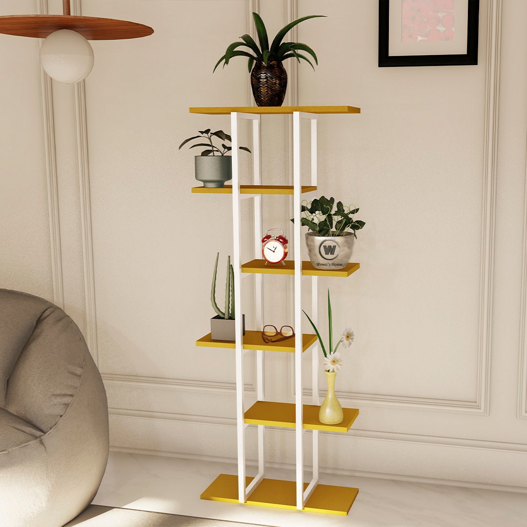 Yellow White Plant Stand Jumbo Plant Stand Yellow White Etsy