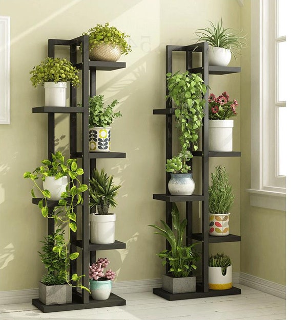 Black Plant Stand 6 and 7 Tier Plant Holder Outdoor Flower Etsy