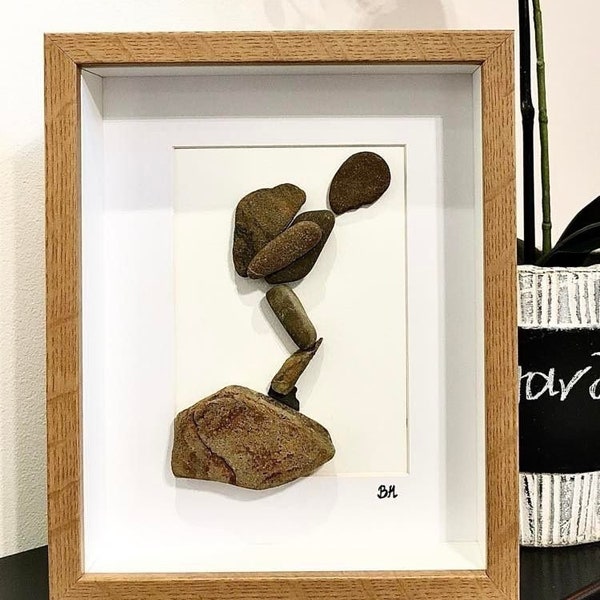 Pebble art man parachute jumping, pebble art man, Father's Day gift, unique gift, pebble art personalized gift,