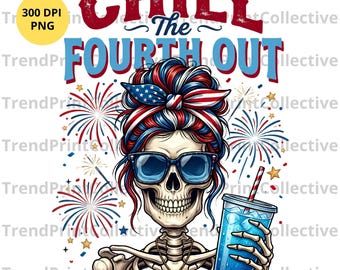 4th of july Skeleton PNG, Patriotic Skull Design (Digital Download)