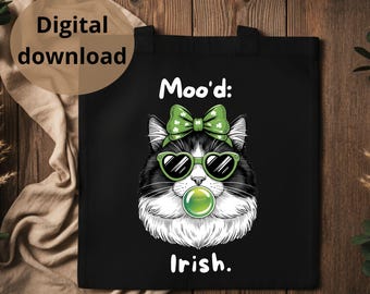 Funny Irish Cat PNG | St. Patrick's Day Shamrock Cat Design (Digital Download)