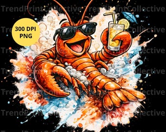 Funny Crawfish PNG | Summer Beach Vacation Graphic Download