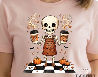 Spooky Brew Coffee PNG, Skeleton Barista Halloween Sublimation, Witches Fuel Coffee Lover Shirt Design, Fall Halloween PNG, Coffee Ghost PNG